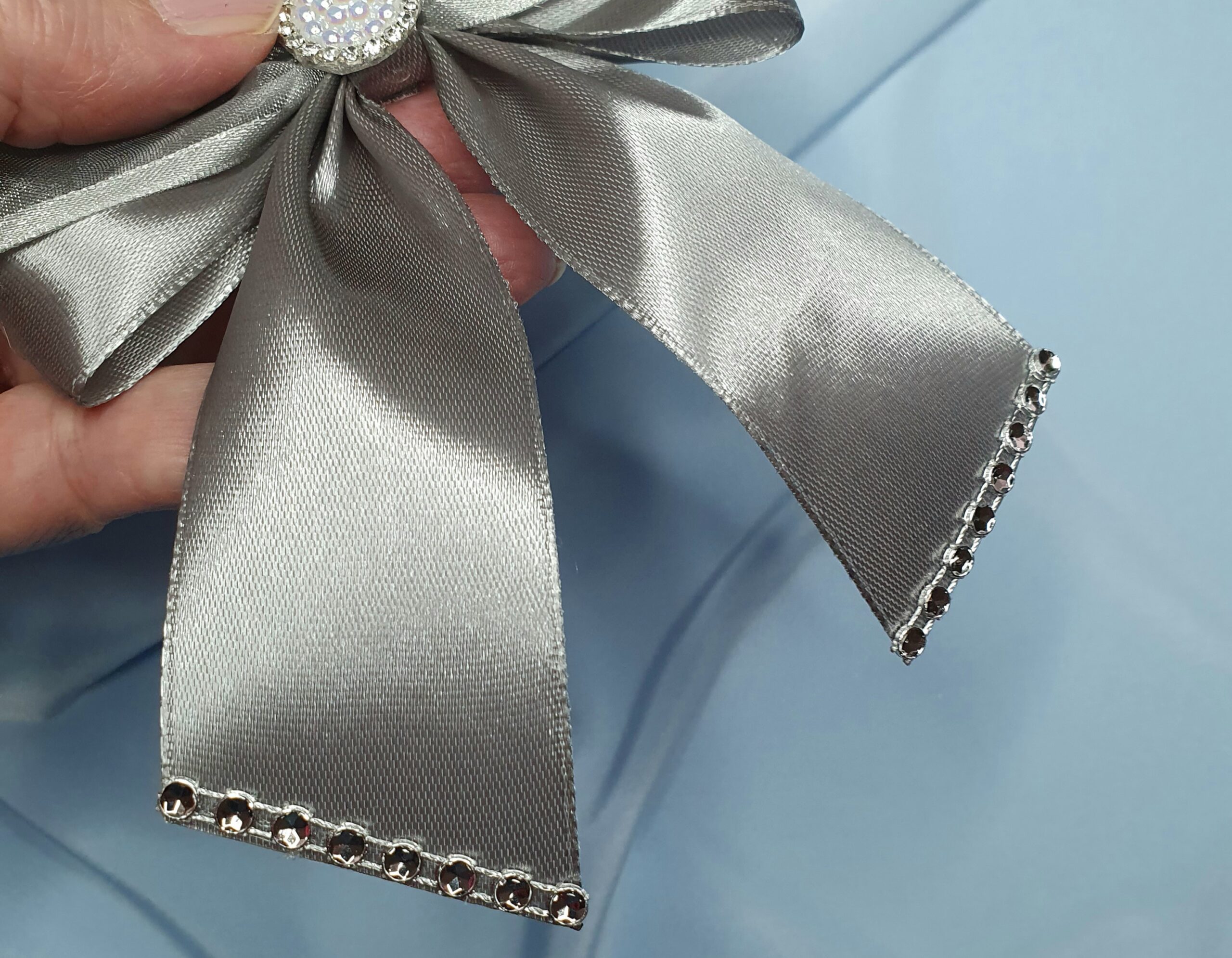 Set of Grey Silk Christmas Bows - Image 4