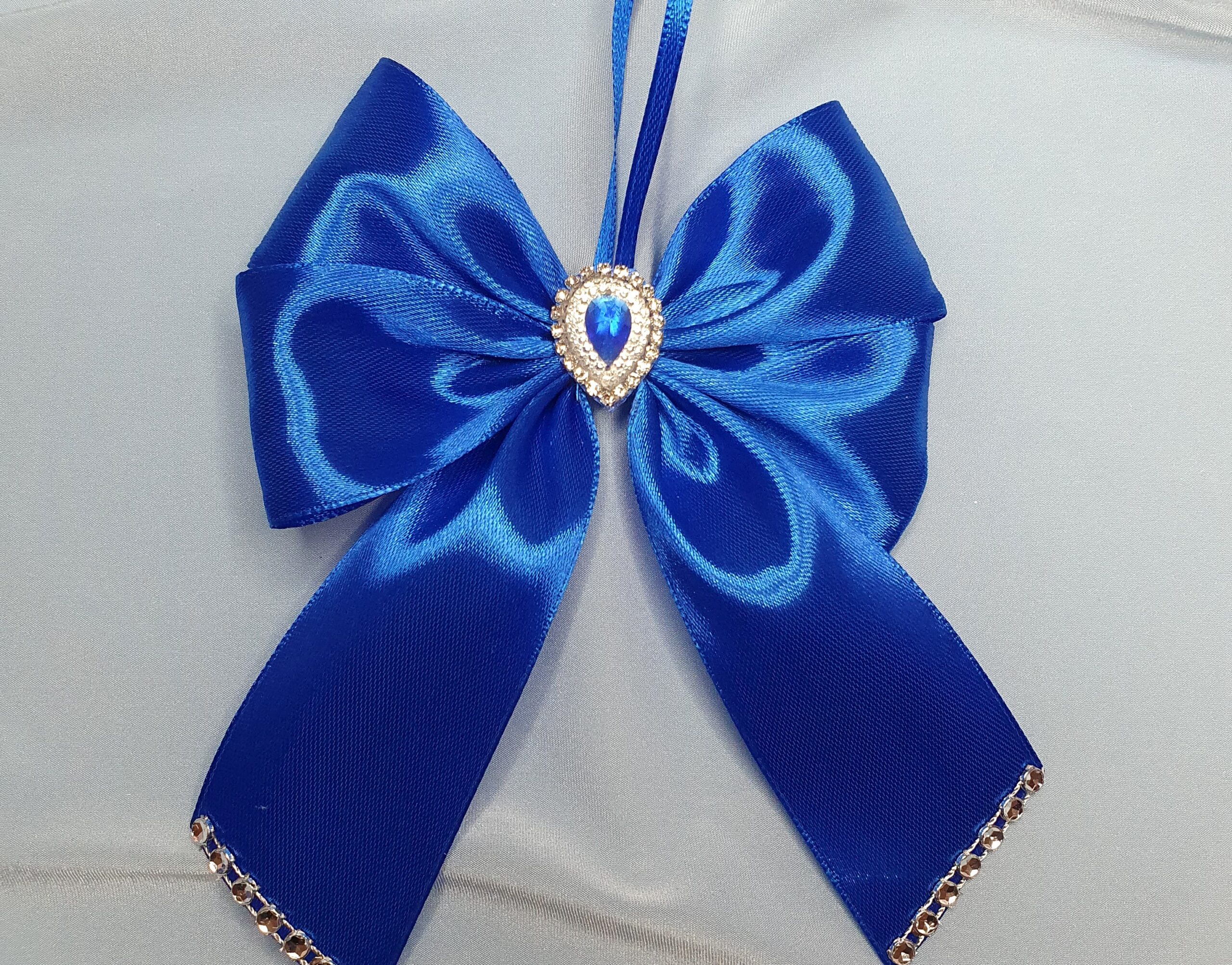 Set of Blue Silk Christmas Bows - Image 2