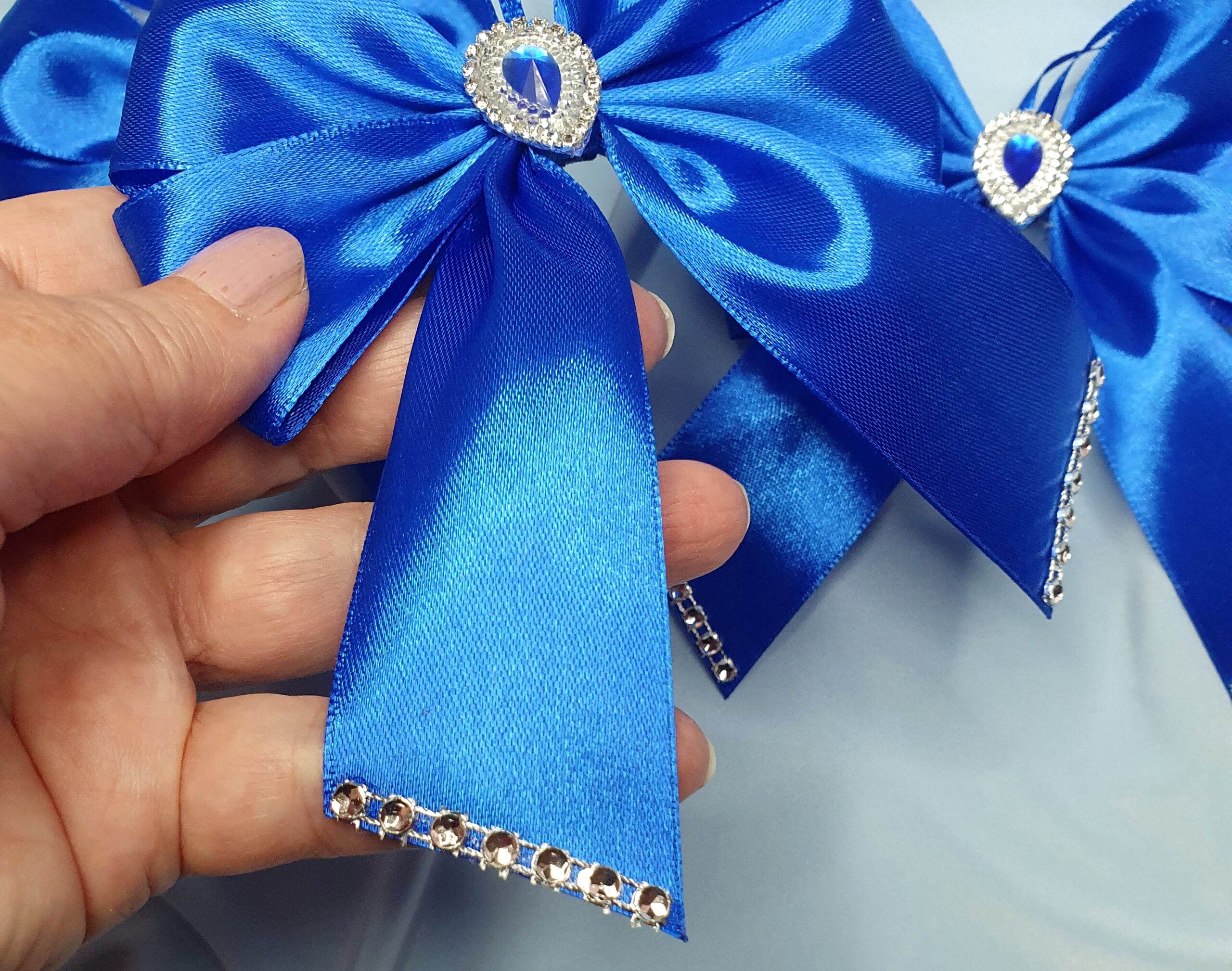 Set of Blue Silk Christmas Bows - Image 3