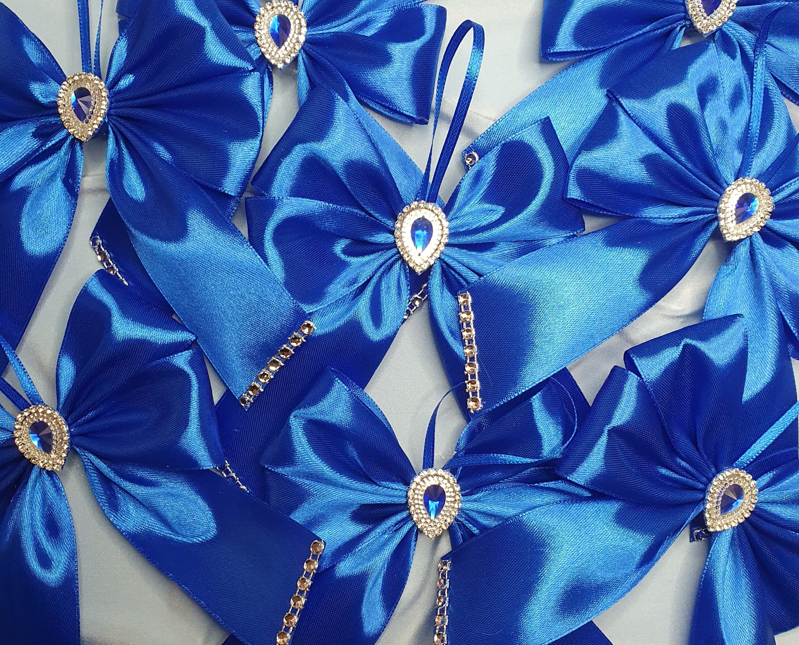 Set of Blue Silk Christmas Bows - Image 6
