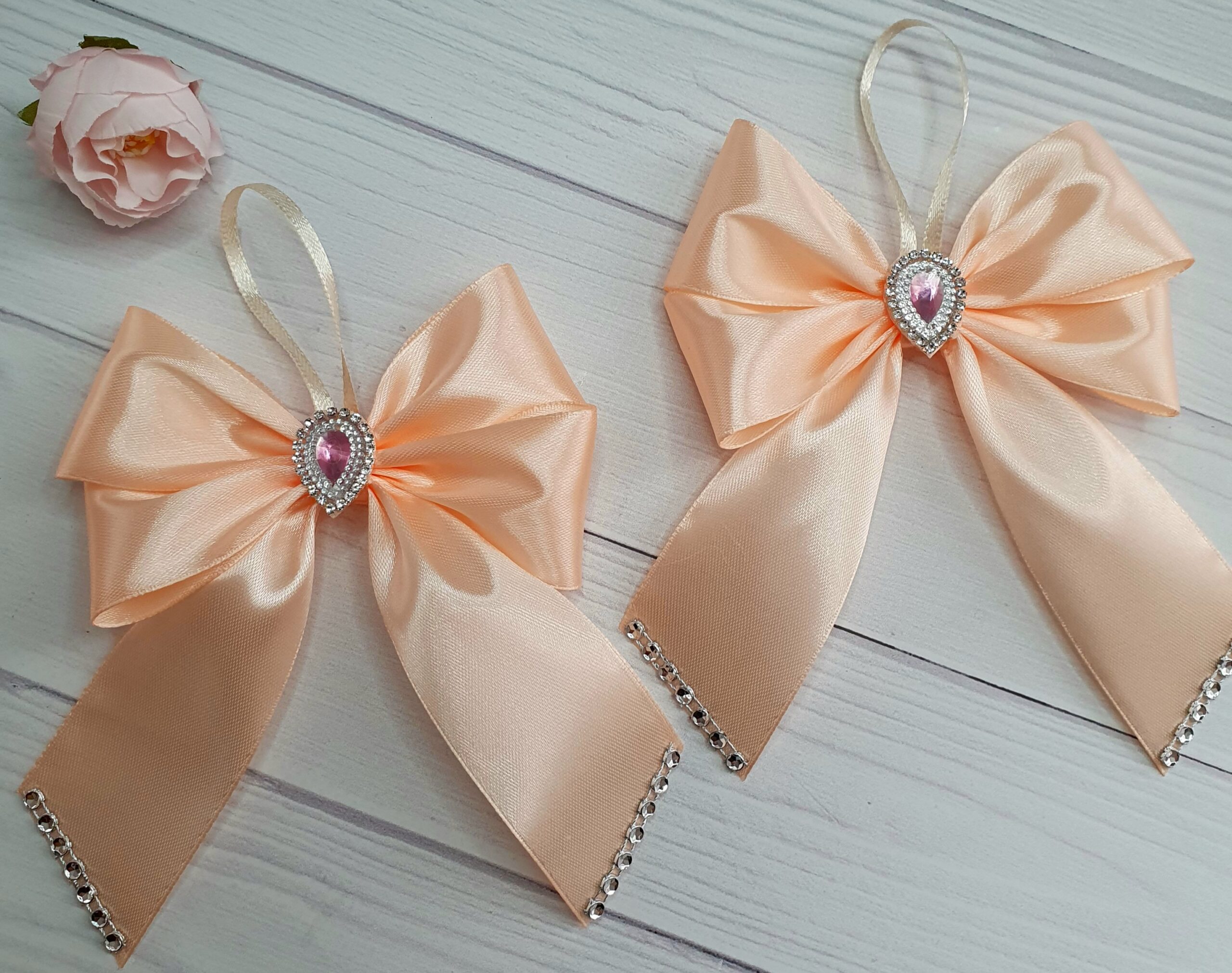 Set of Cream Silk Christmas Bows - Image 4