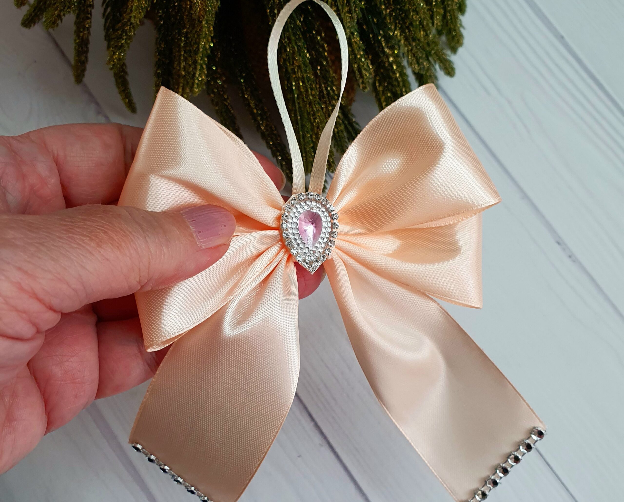 Set of Cream Silk Christmas Bows - Image 2