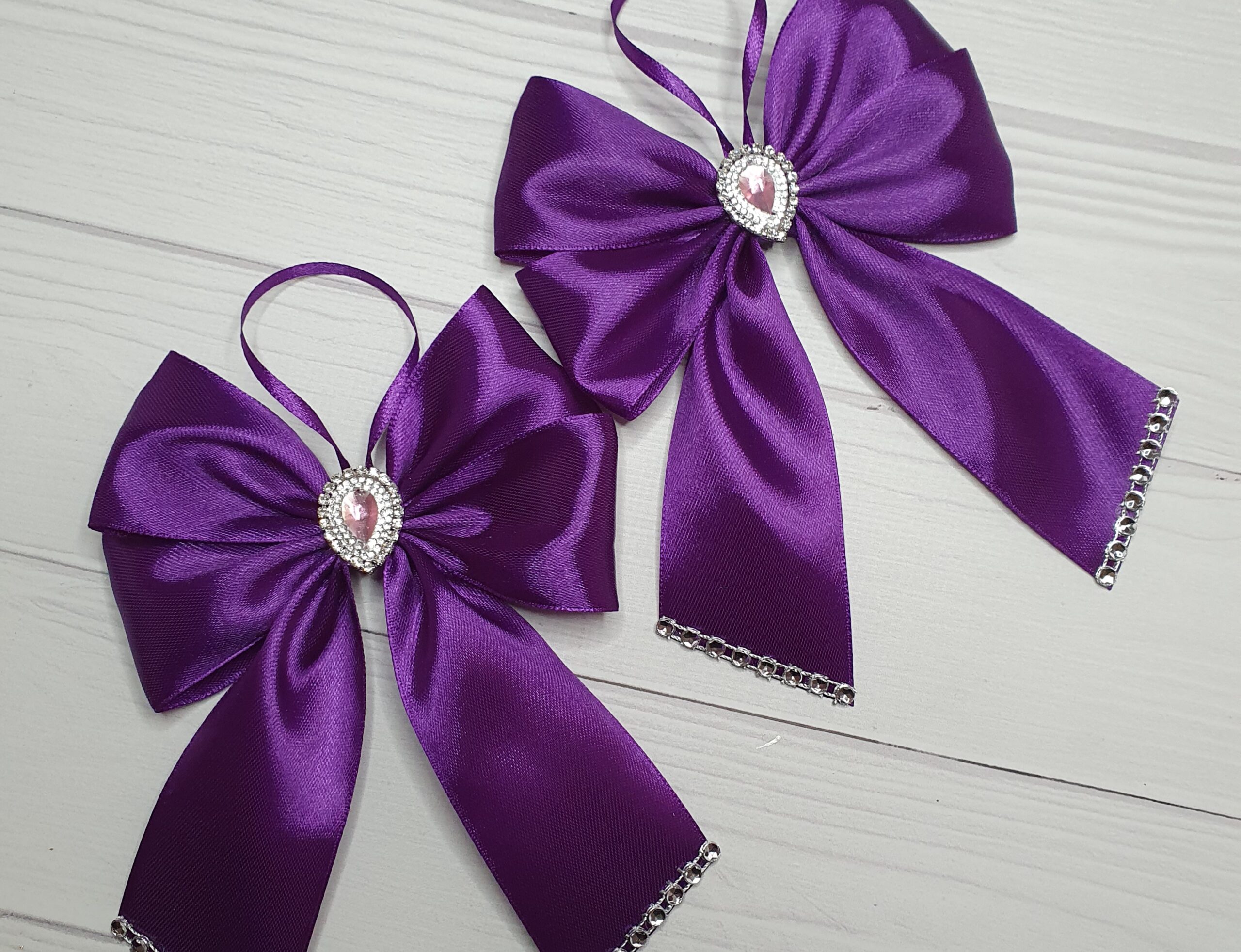 Set of Violet Silk Christmas Bows - Image 3