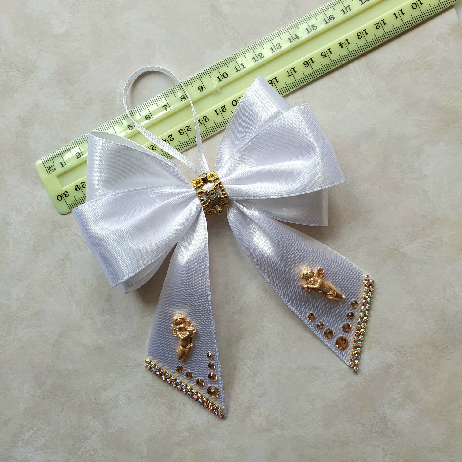 Set of 10 Elegant White Christmas Tree Bows - Image 4