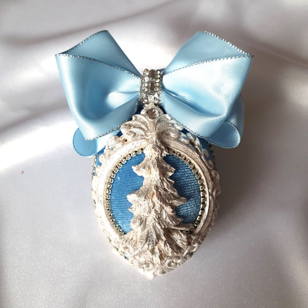 Light Blue Velvet Christmas Ornament Set - Image 5