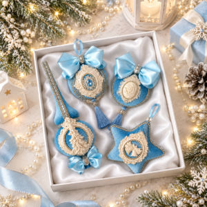 Luxury light blue velvet Christmas