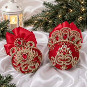 Red Velvet Christmas Ornaments Set