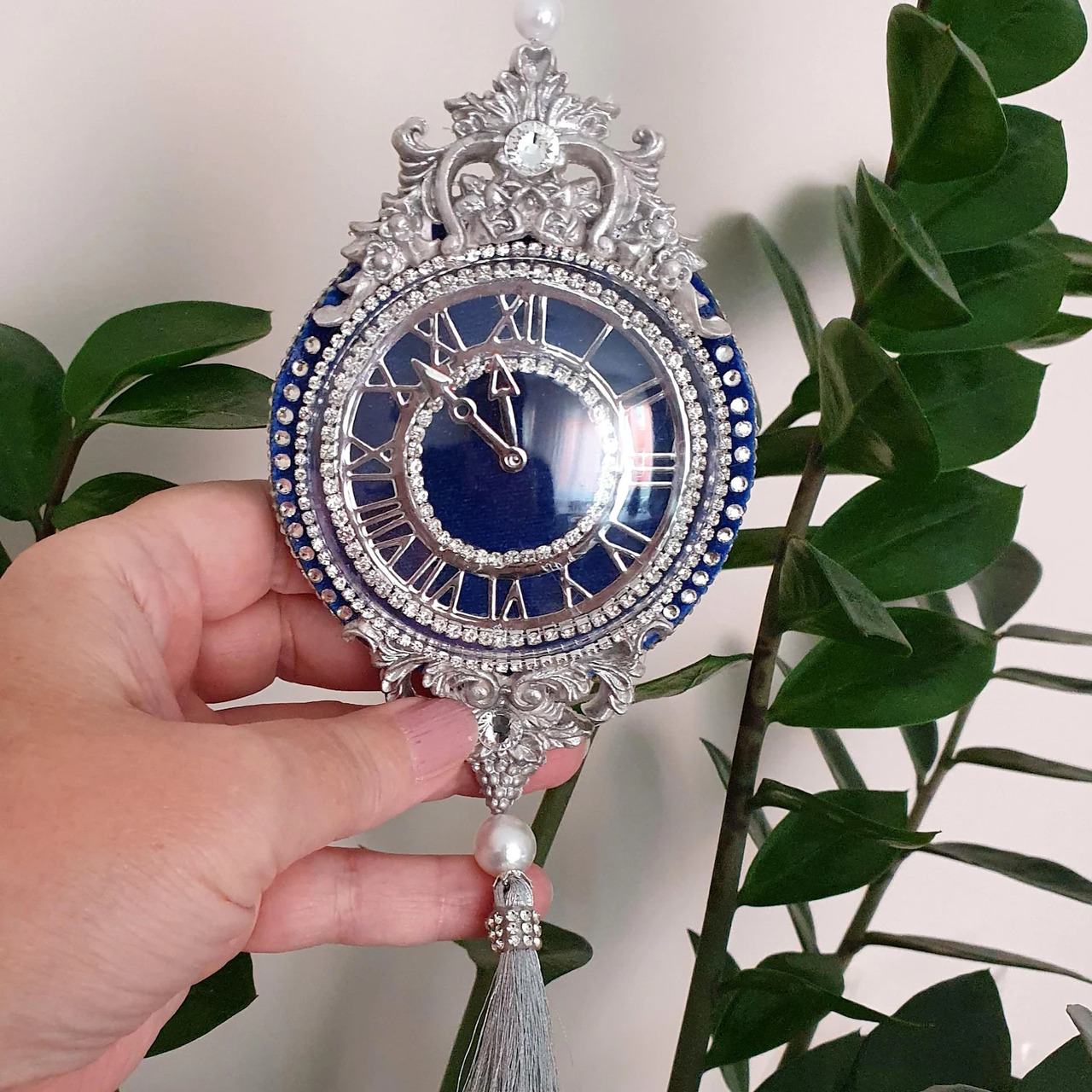 Exclusive Handmade Blue Christmas Clock Ornament - Image 2