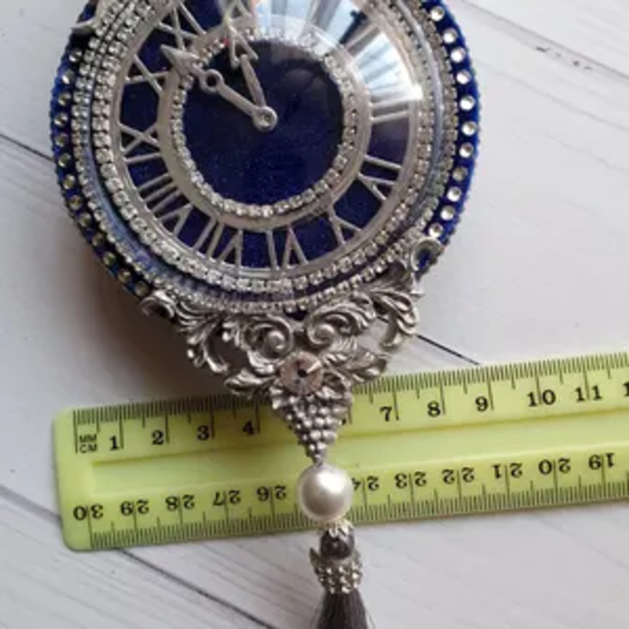Exclusive Handmade Blue Christmas Clock Ornament - Image 5