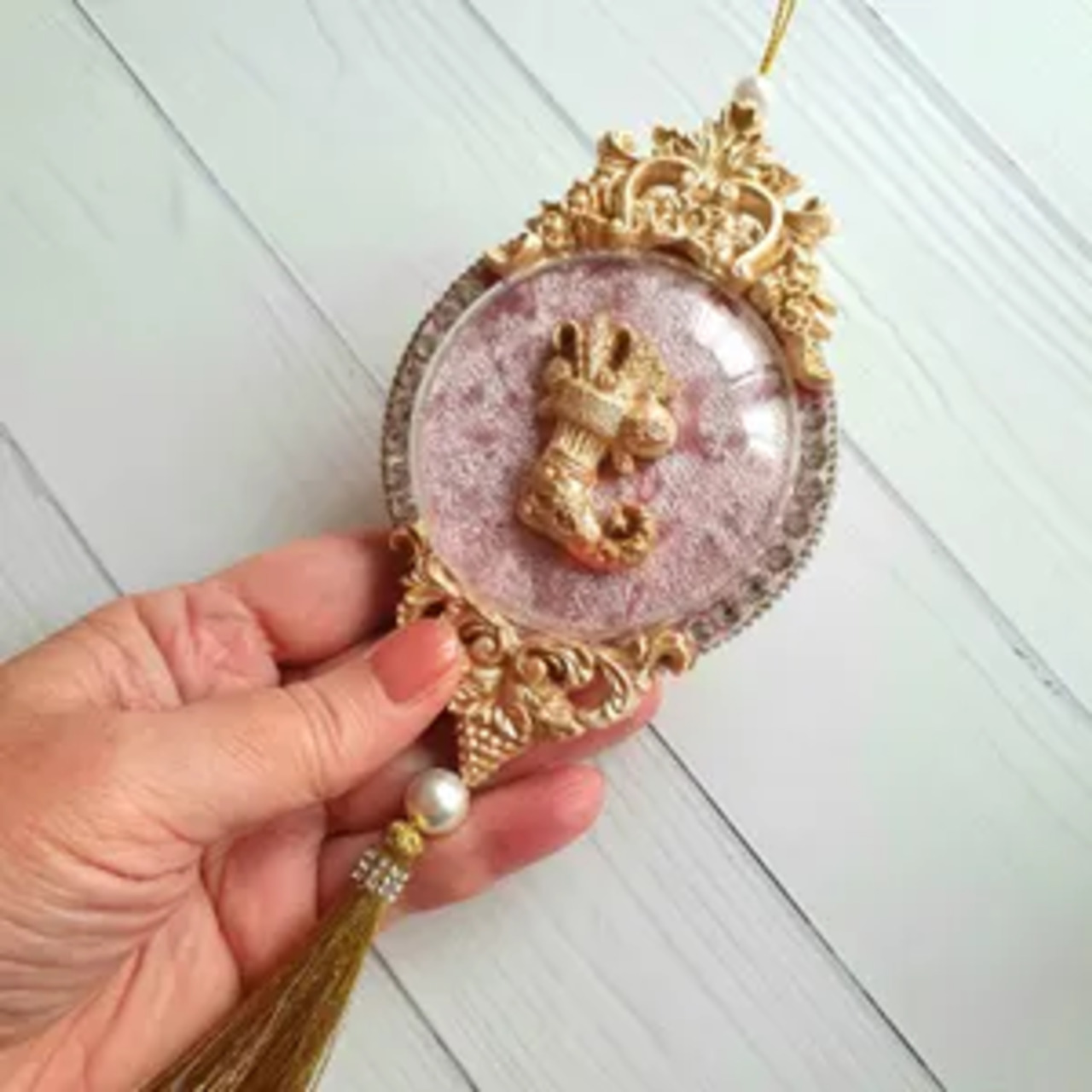 Pink Velvet Christmas Ornament Set - Image 6