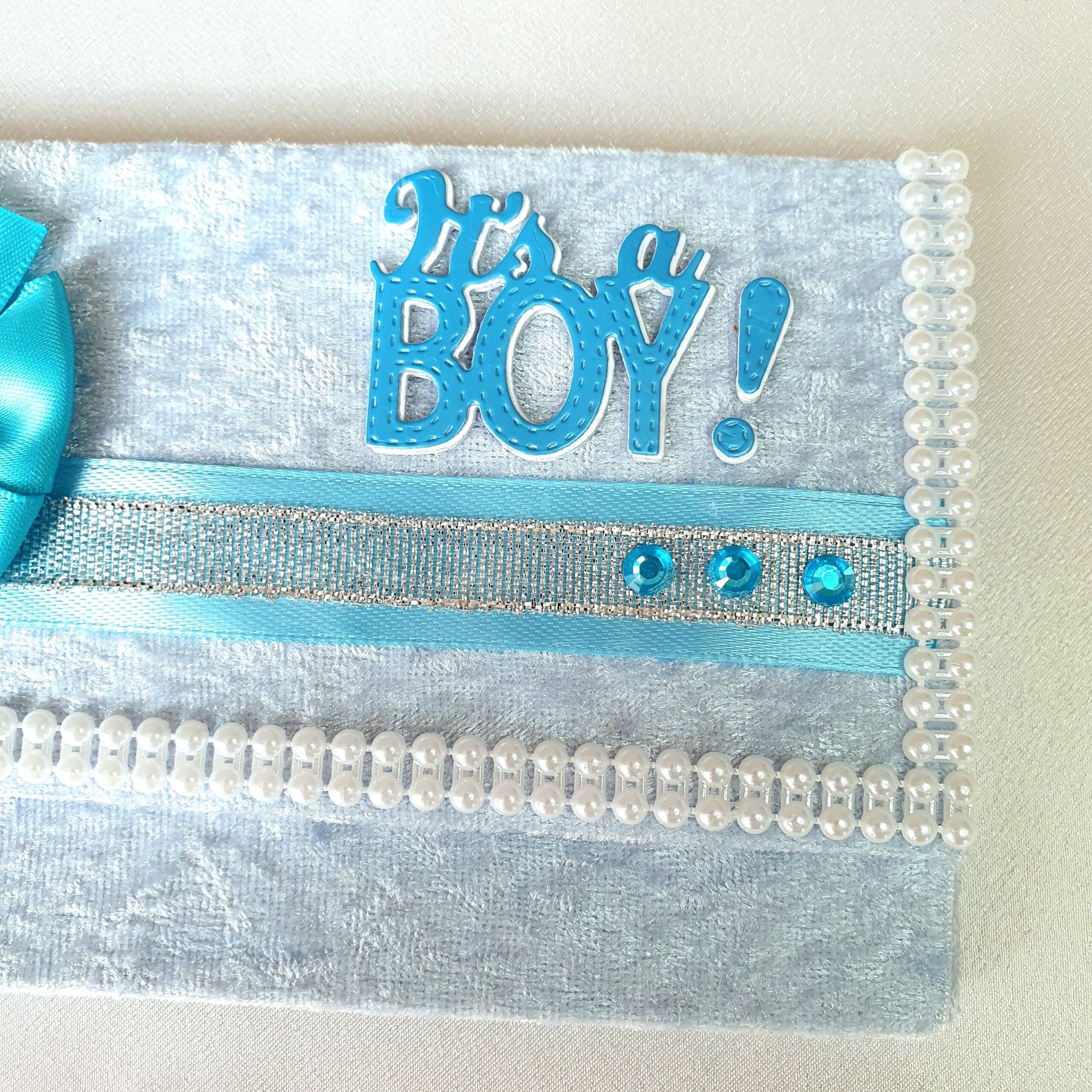 Newborn Boy Velvet Gift Set with Card - Image 5