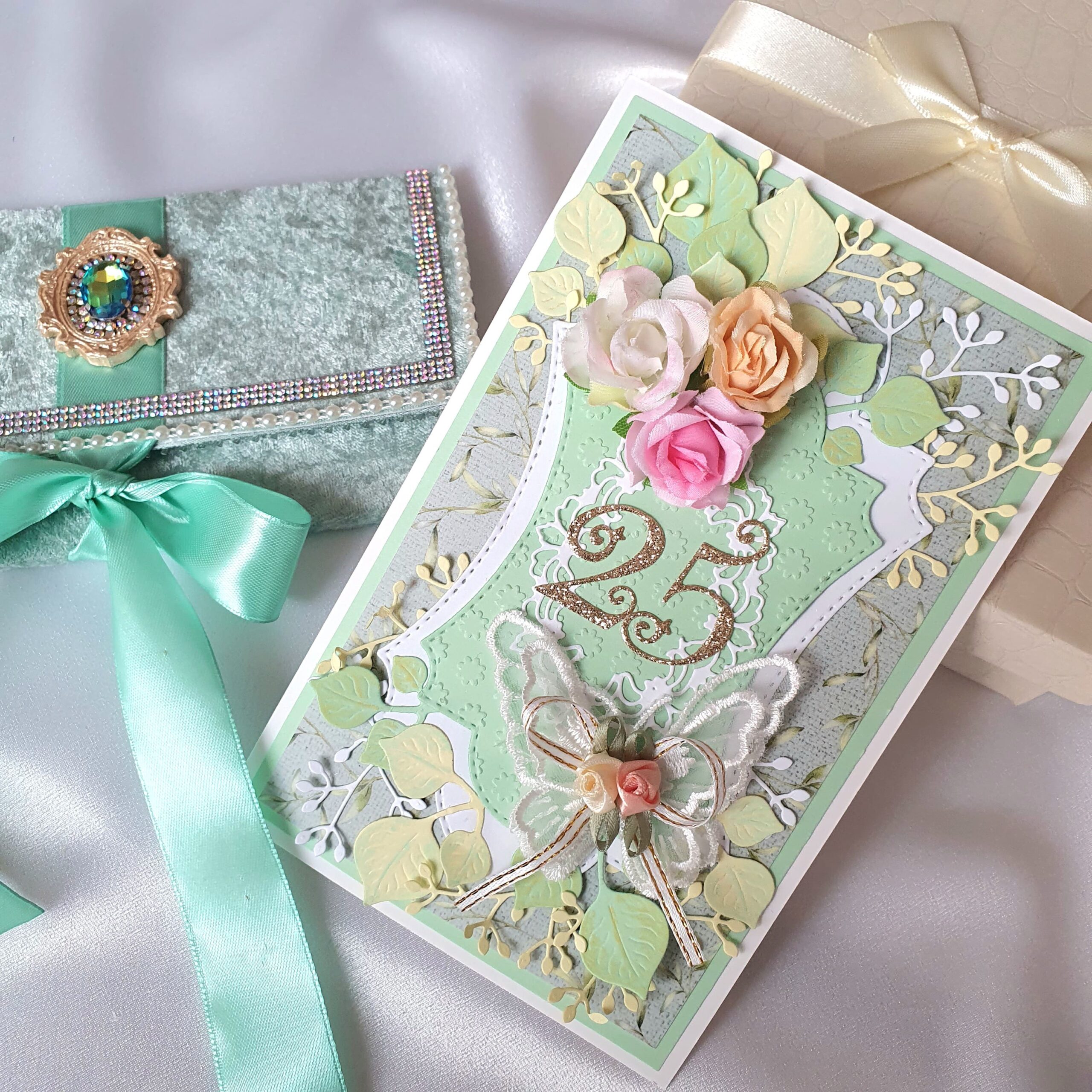 Personalized Handmade Greeting Card with Velvet Envelope - Image 4