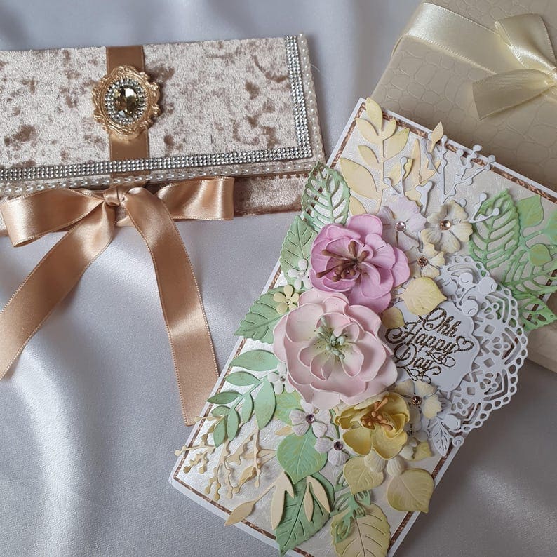 Handmade Gift Set with Greeting Card and Velvet Envelope - Image 2
