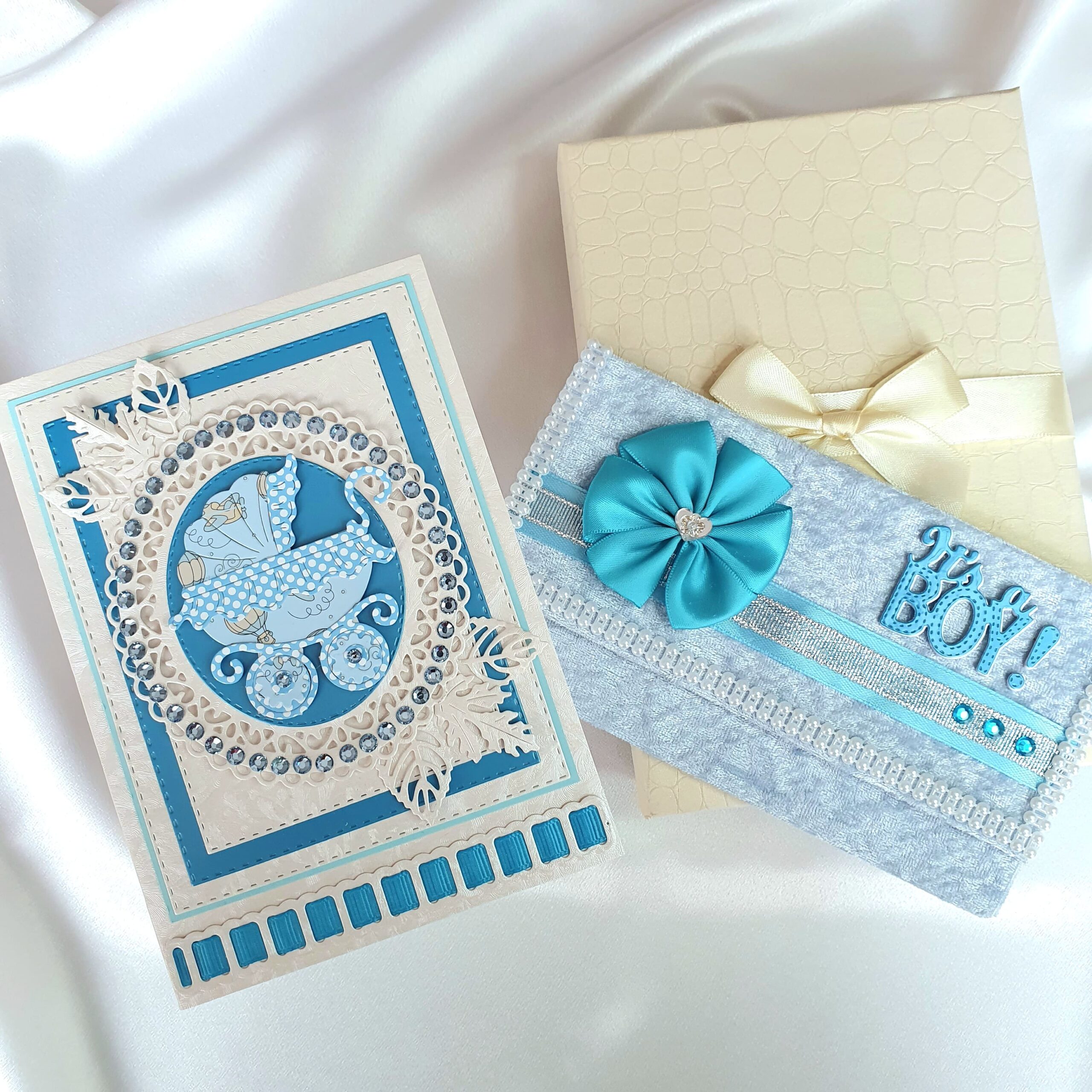 Newborn Boy Velvet Gift Set with Card - Image 2