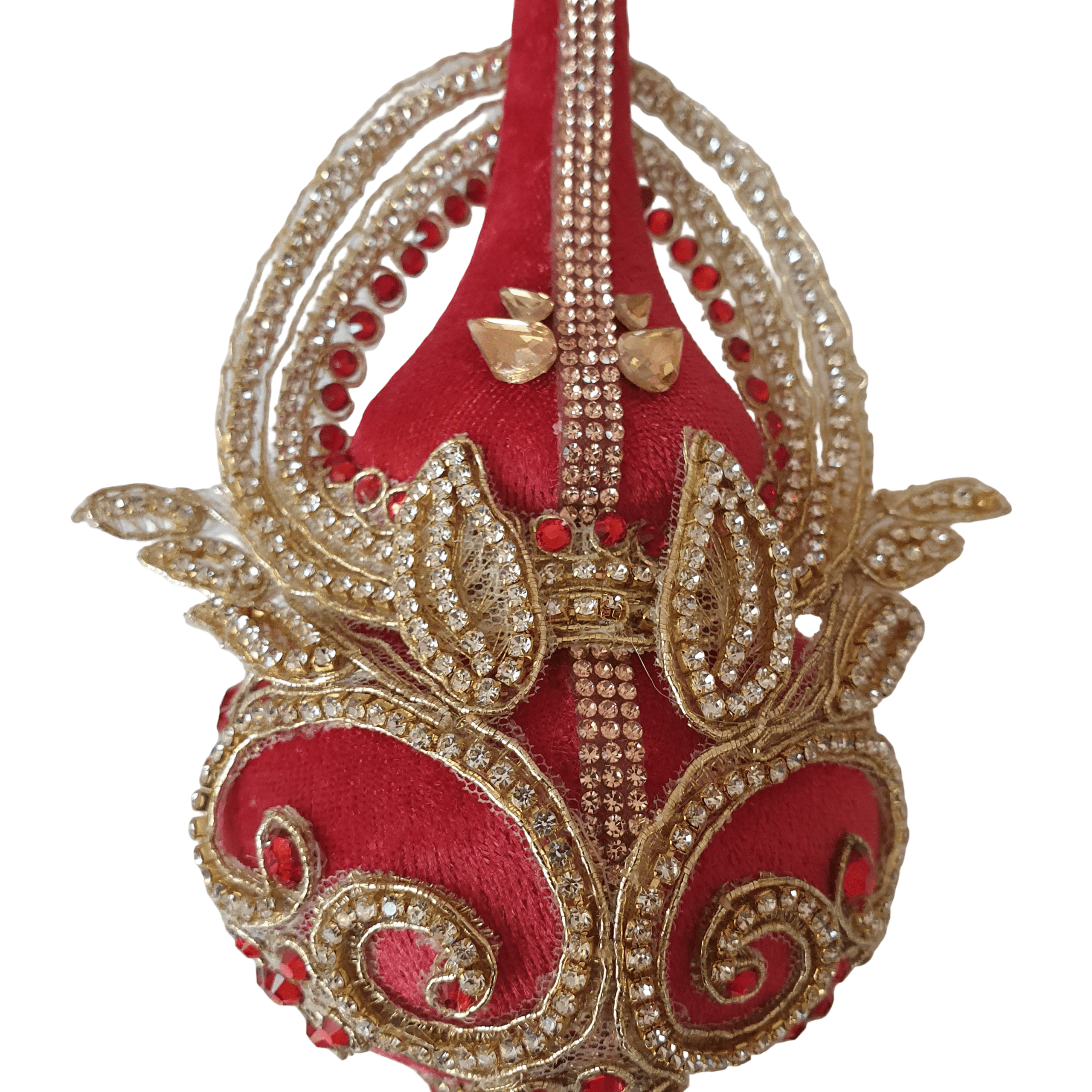 Red Velvet Christmas Tree Topper with Gold Accents, Handmade Royal Holiday Decor, Luxury Acrylic Tree Crown 28 cm, Heritage Christmas Ornament - Image 9