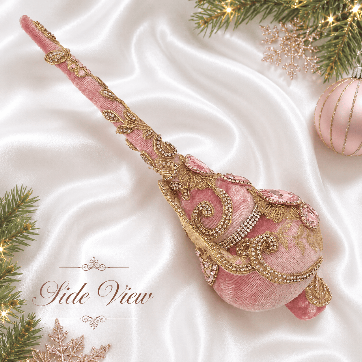 Pink Velvet Christmas Tree Topper with Rhinestones, Handmade Modern Luxury Acrylic Decor 28 cm, Editorial Minimal Christmas Tree Crown - Image 5
