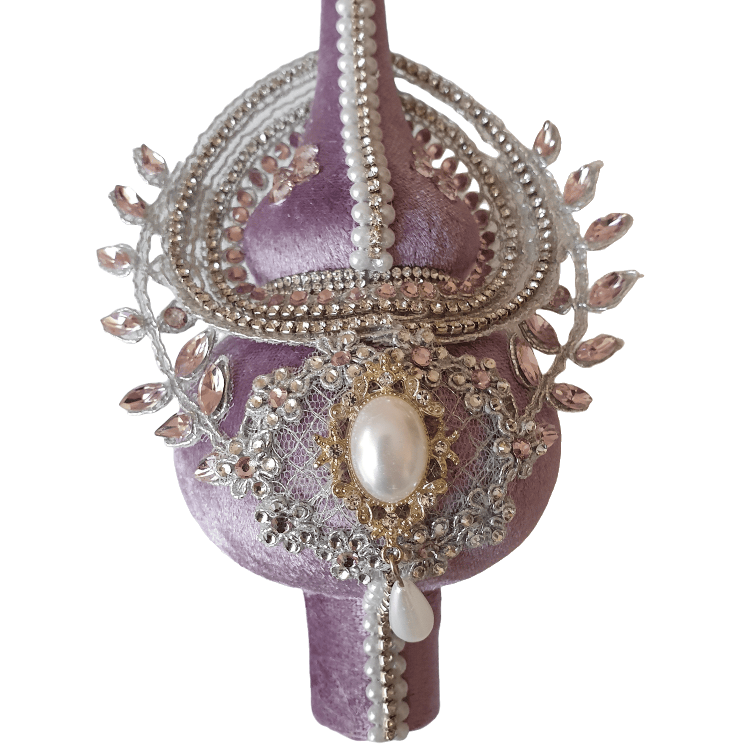 Lavender Velvet Christmas Tree Topper with Rhinestones, Handmade Bridal Luxury Holiday Decor, Elegant Acrylic Tree Crown 28 cm Gift - Image 9