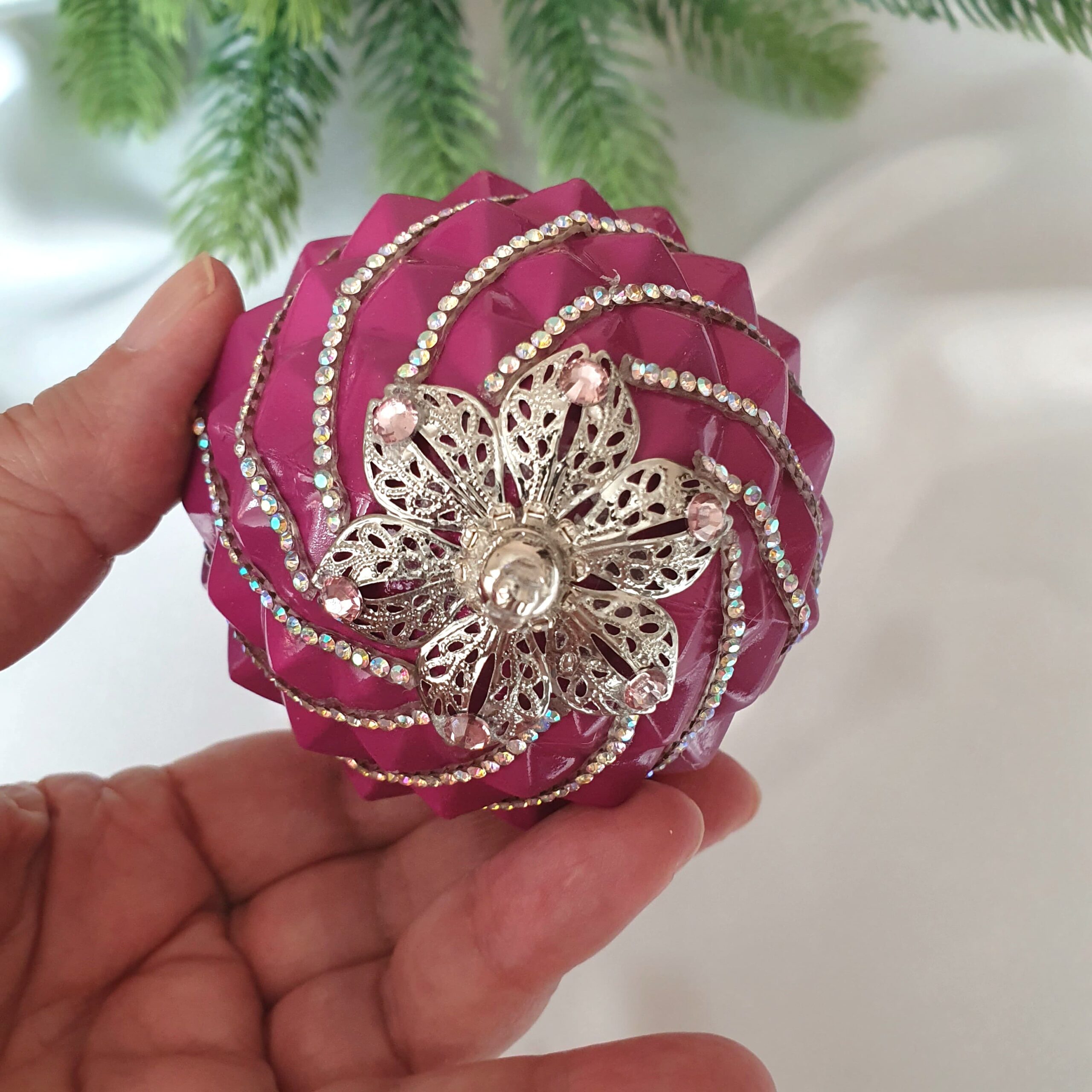 Fuchsia Pink Christmas Ornament Set – Handmade Luxury Christmas Tree Decor - Image 9