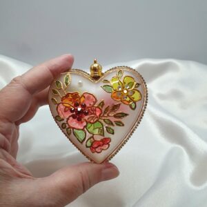 Stained glass Christmas ornament with rhinestones, decorative stones and a sparkling chain
